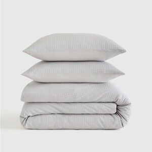 NWOT Quince waffle weave Duvet Cover Set Full/Queen Light Grey